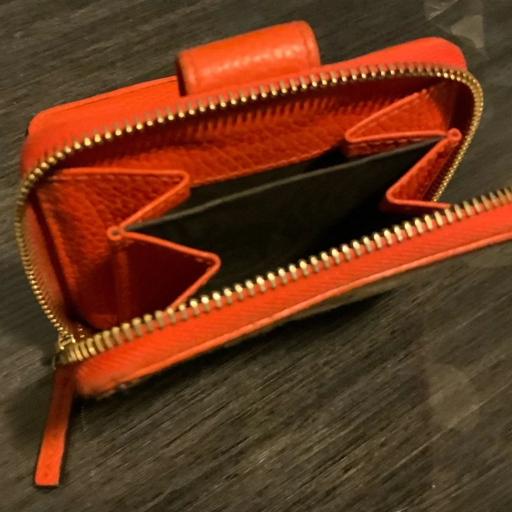 Gucci Signature Monogram Canvas Wallet with Orange Leather Trim
